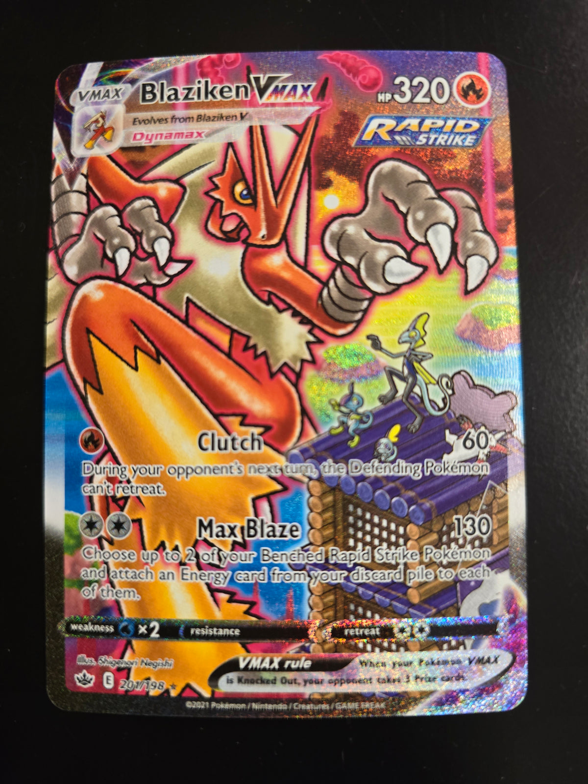 Blaziken VMAX  201/198 Chilling Rain Alt Art Secret Holofoil NM