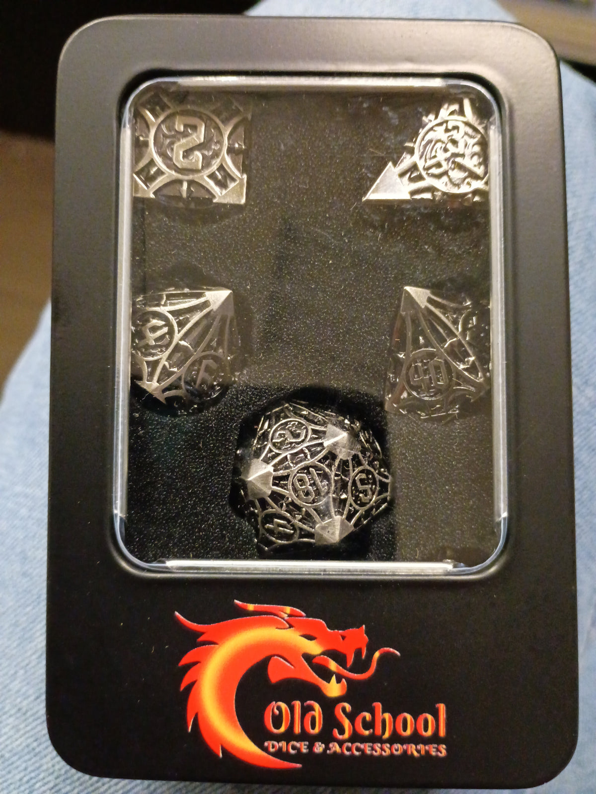 Old School Gaming: Gnome Forged Ancient Silver Metal Dice