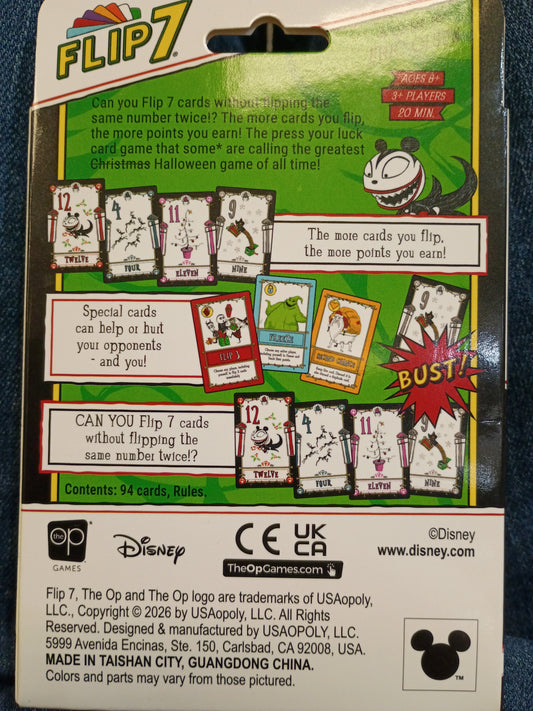 Tim Burtons The Nightmare before Christmas Flip 7 card Game