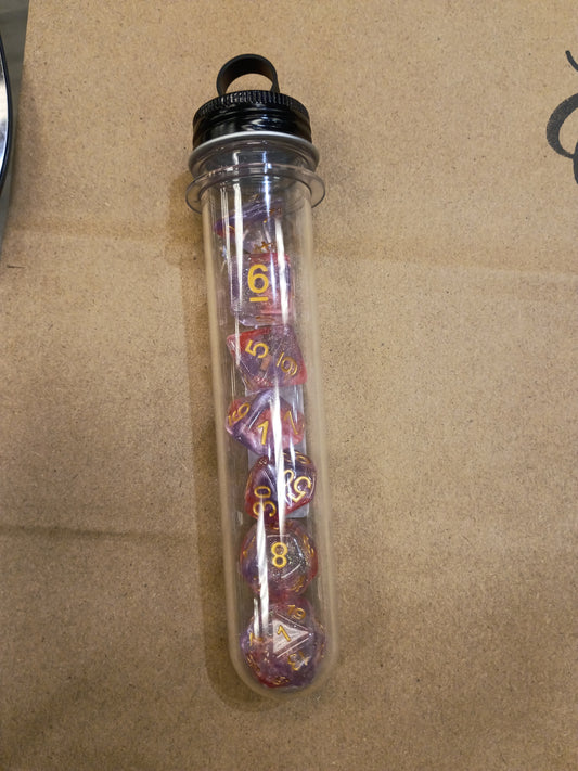 Luminous - Red Ruby Tubed Dice set